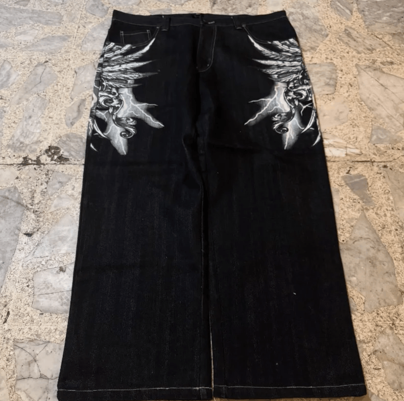 Letter Patch Baggy Jeans