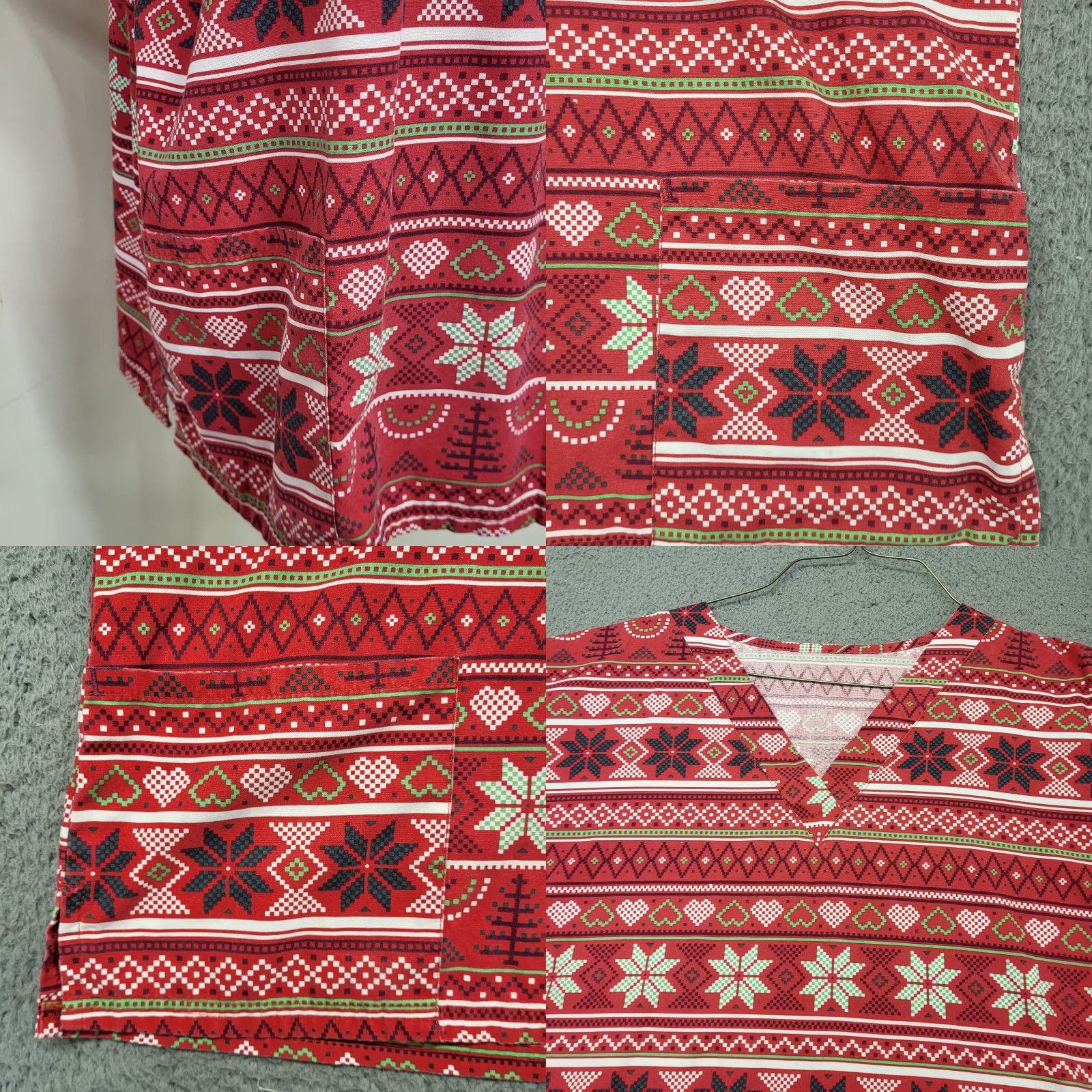Buttero BUTTER SOFT Scrub Top Womens XL Red/White Snowflakes Christmas Short Sleeve Size XL / US 12-14 / IT 48-50 - 8 Thumbnail