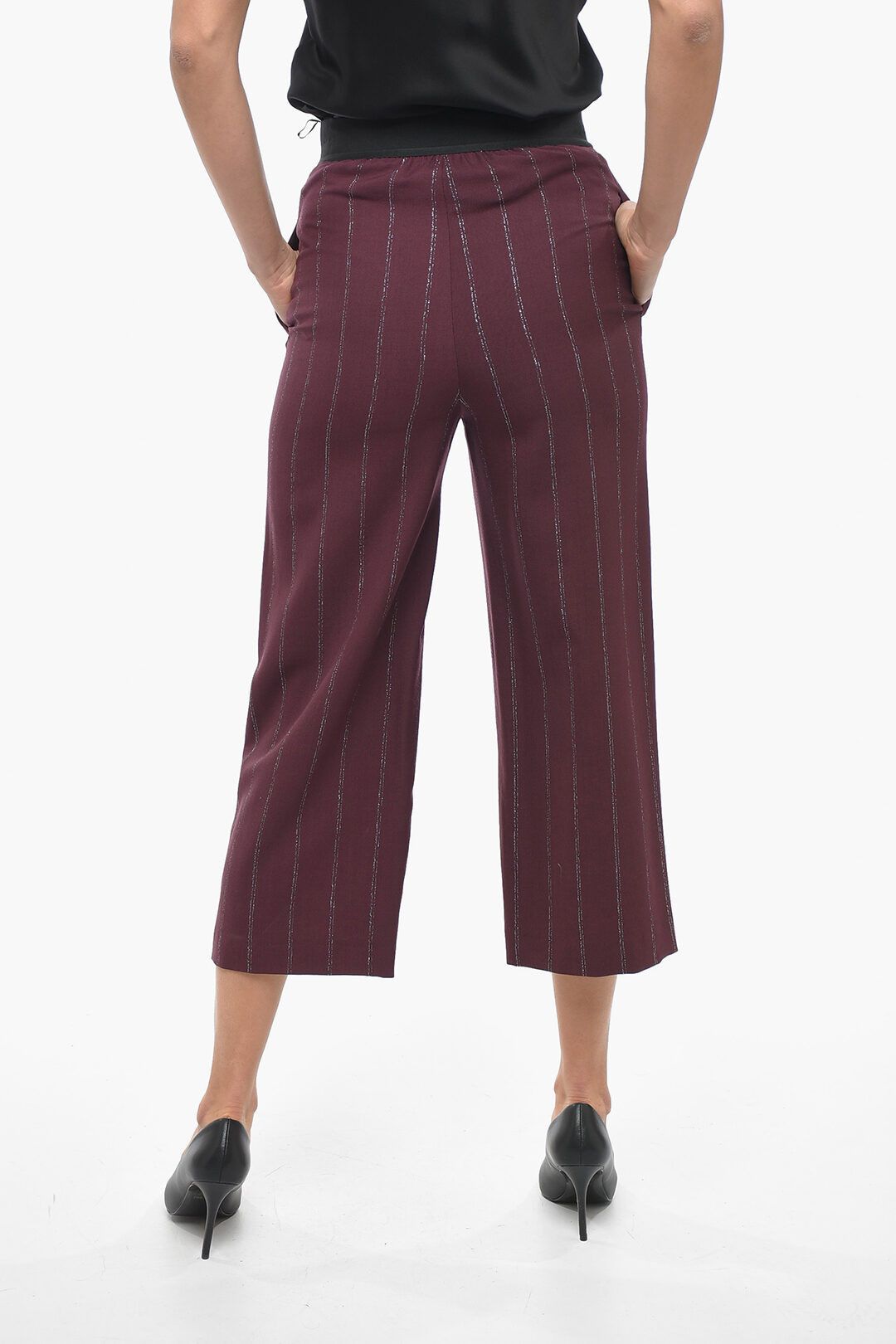 Stella McCartney og1mm0824 Wool Blend Cropped Fit Pant in Plum Size 28" / US 6 / IT 42 - 2 Thumbnail