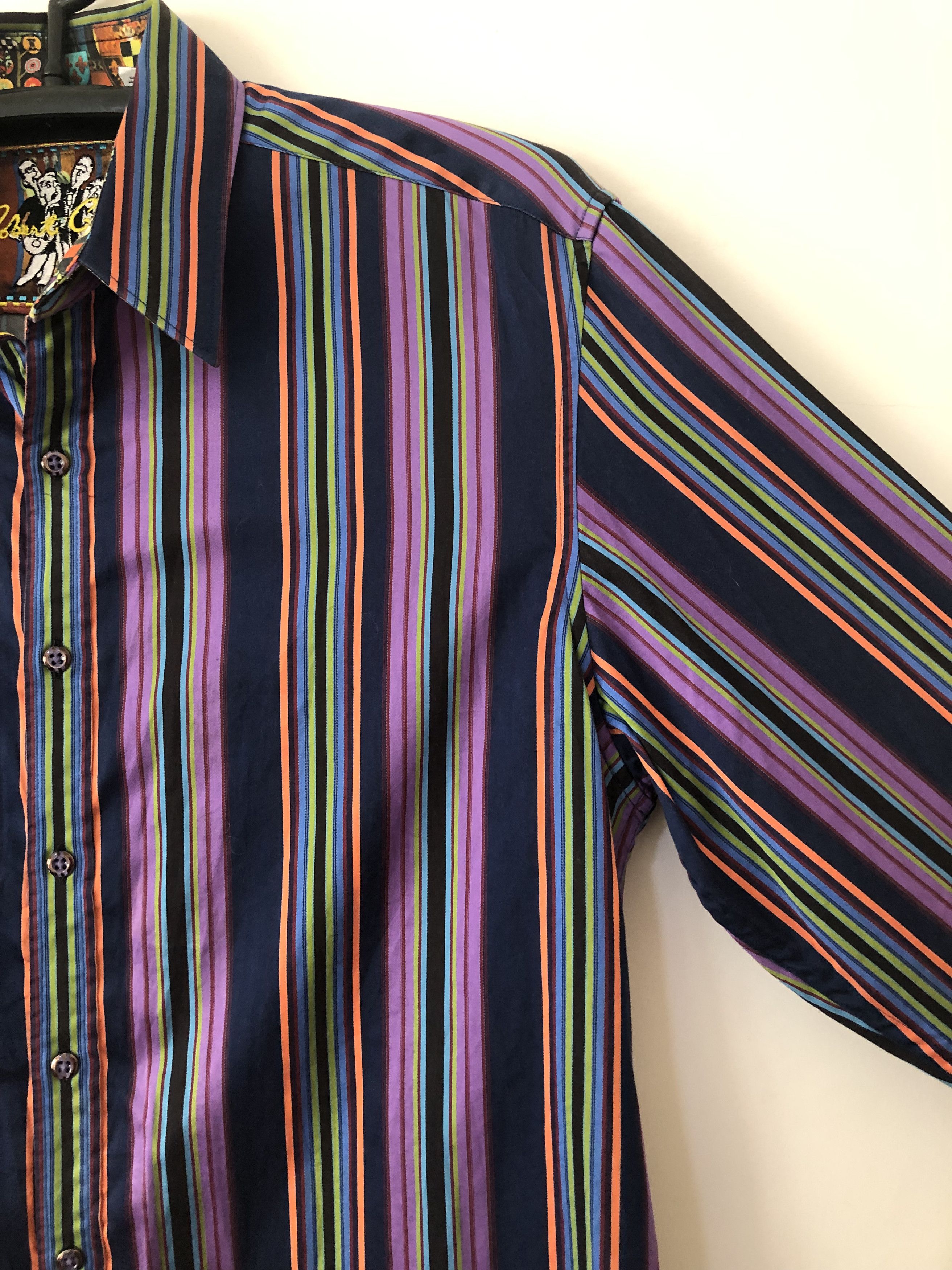 Robert Graham ROBERT GRAHAM Striped Long Sleeve Flip Cuff Men's Shirt Size US L / EU 52-54 / 3 - 5 Thumbnail