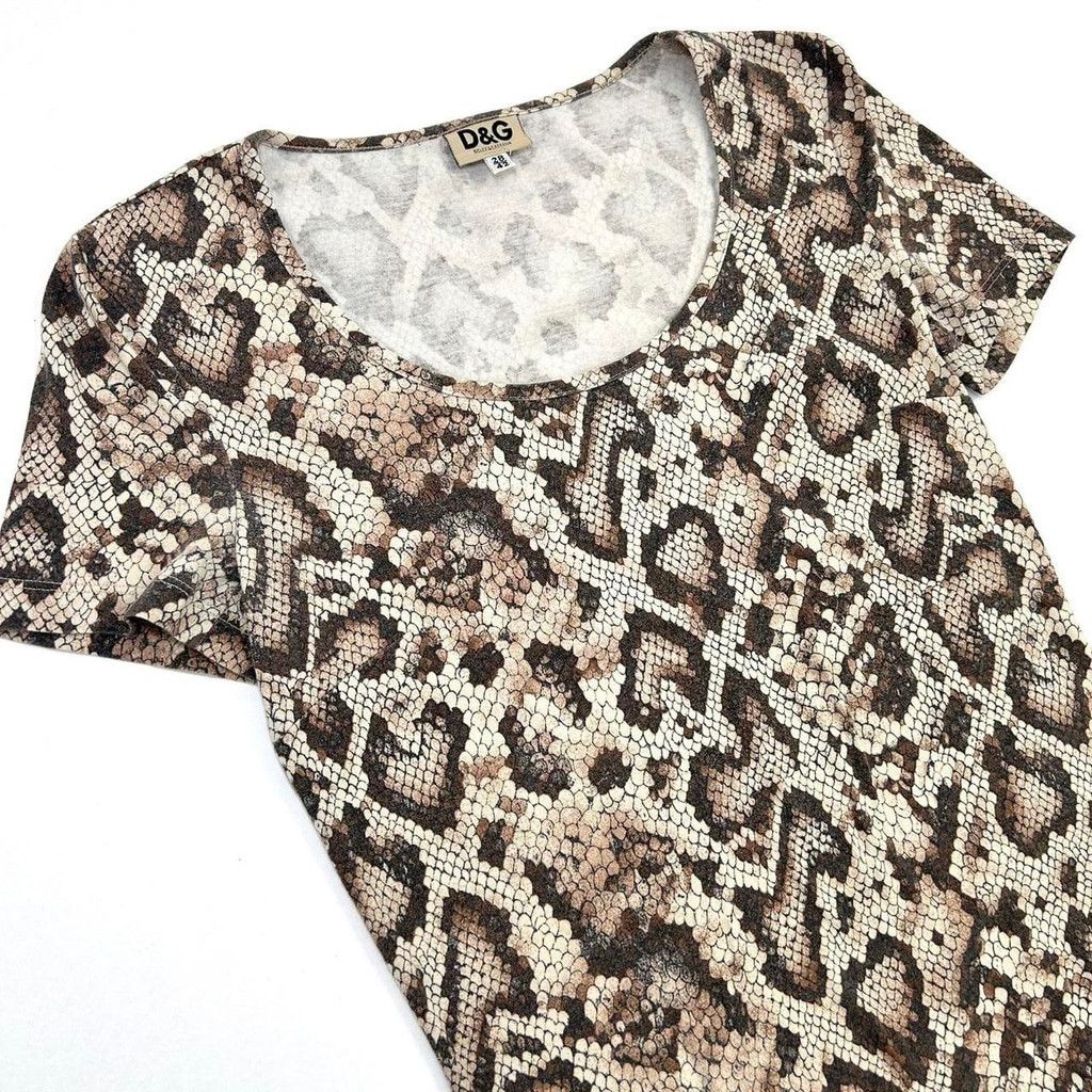 Dolce & Gabbana y2k D&G tan snakeskin print short sleeve top Size S / US 4 / IT 40 - 5 Thumbnail