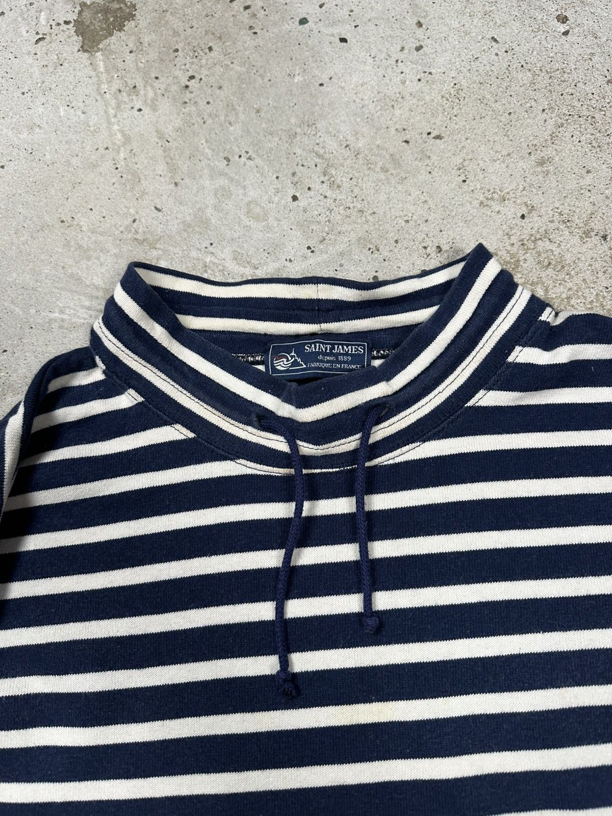 Saint James × Vintage Vintage 90s Saint James Striped Pocket Sweatshirt Size US M / EU 48-50 / 2 - 7 Thumbnail