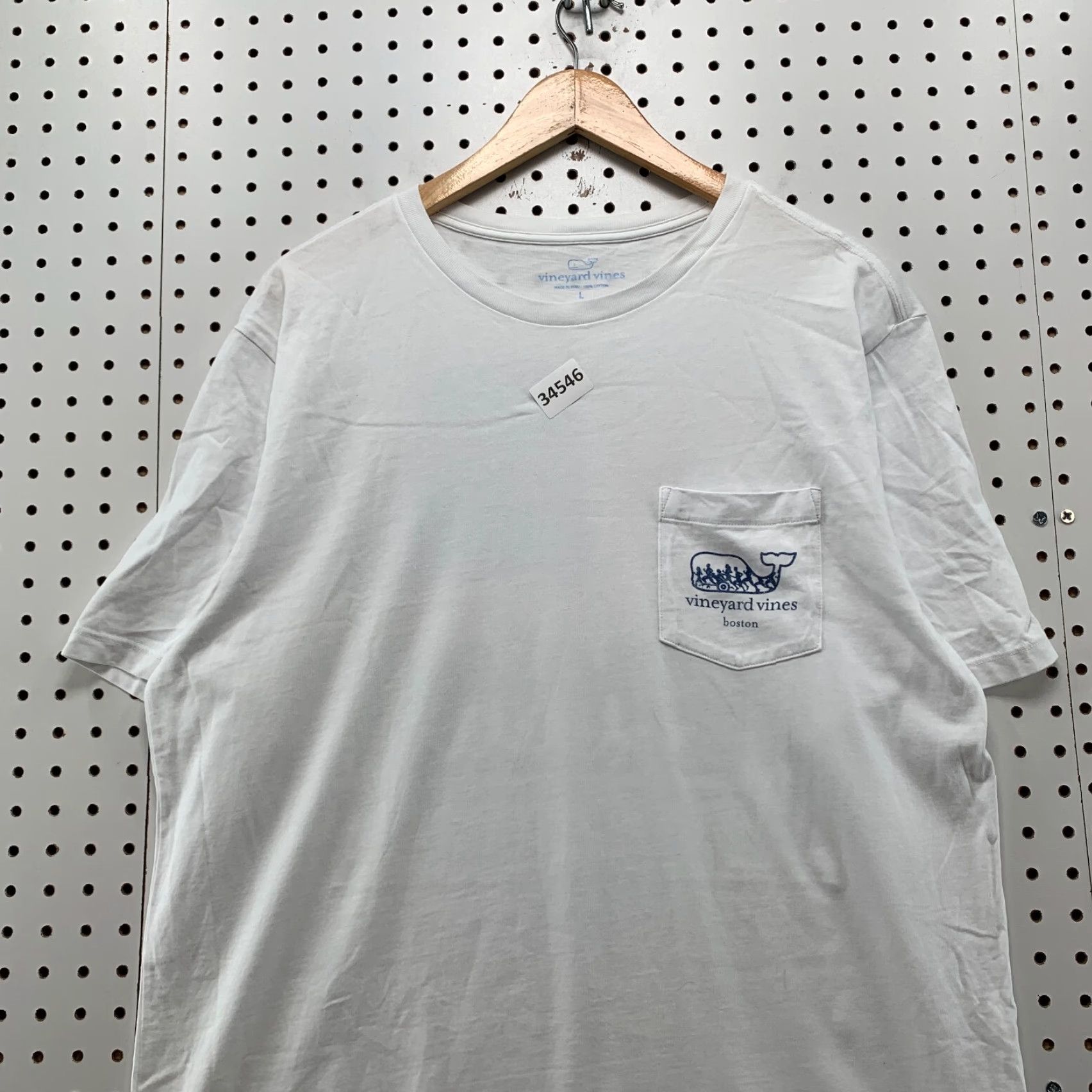 Vineyard Vines VINTAGE Vineyard Vines Boston Marathon T-Shirt Mens Large White Pocket USA Flag Size US L / EU 52-54 / 3 - 6 Thumbnail