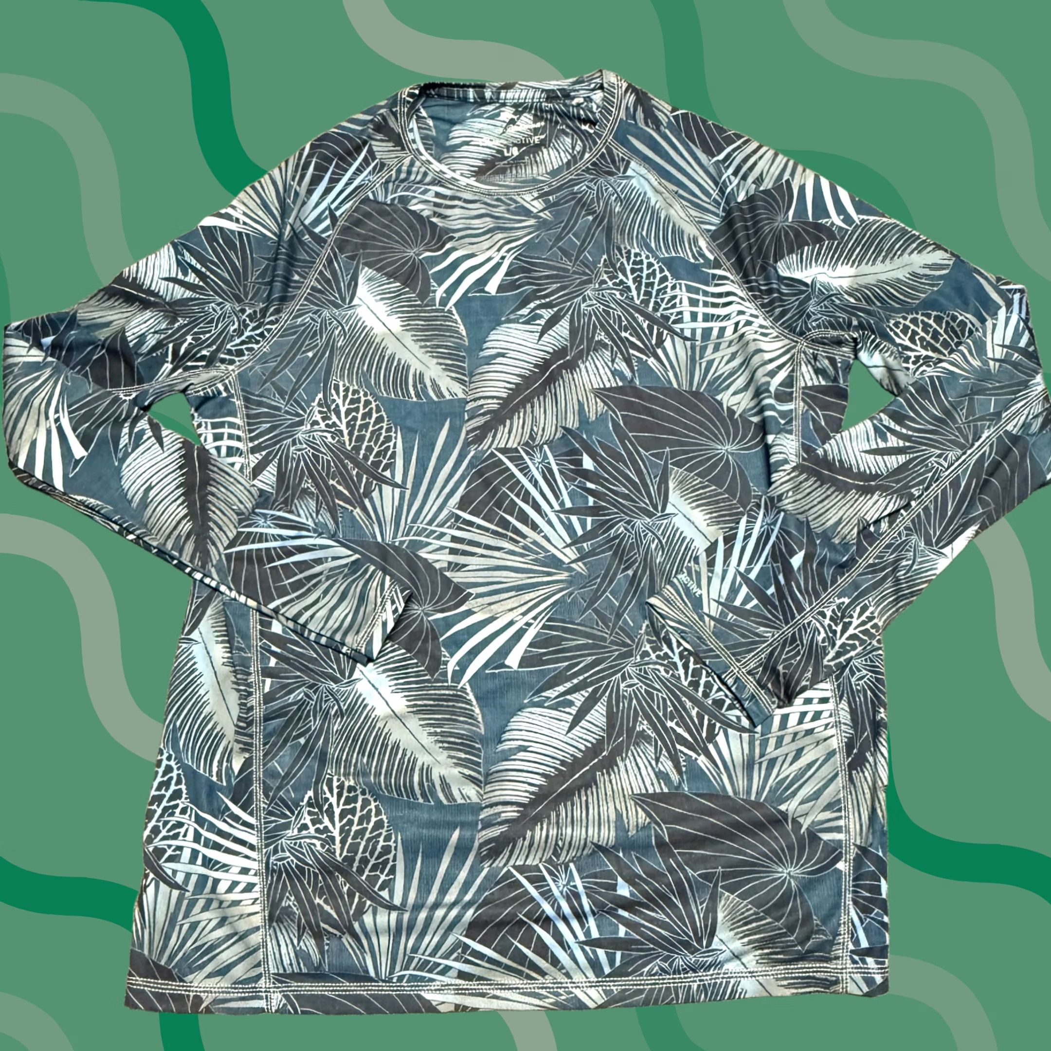 Tommy Bahama Tommy Bahama Shirt Mens Large Blue Island Active Floral Palm Tree Long Sleeve Crew Neck Jersey T-Shirt Size US L / EU 52-54 / 3 - 1 Thumbnail