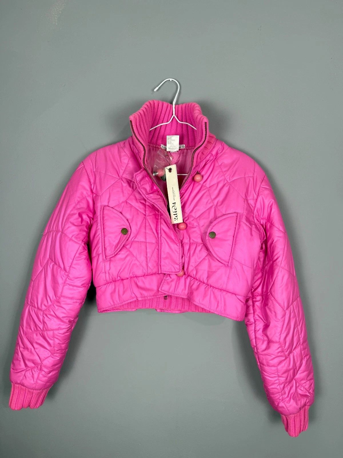 Antonio Berardi Antonio Berardi 2die4 Cropped Puffer Jacket Quilted Barbie Size M / US 6-8 / IT 42-44 - 1 Thumbnail