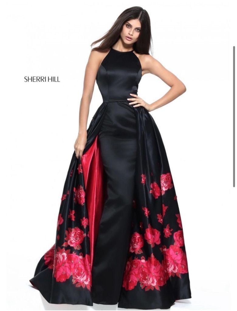Other Women's Sherri Hill Black & Red Floral Prom Dress Size 4 Size S / US 4 / IT 40 - 2 Thumbnail