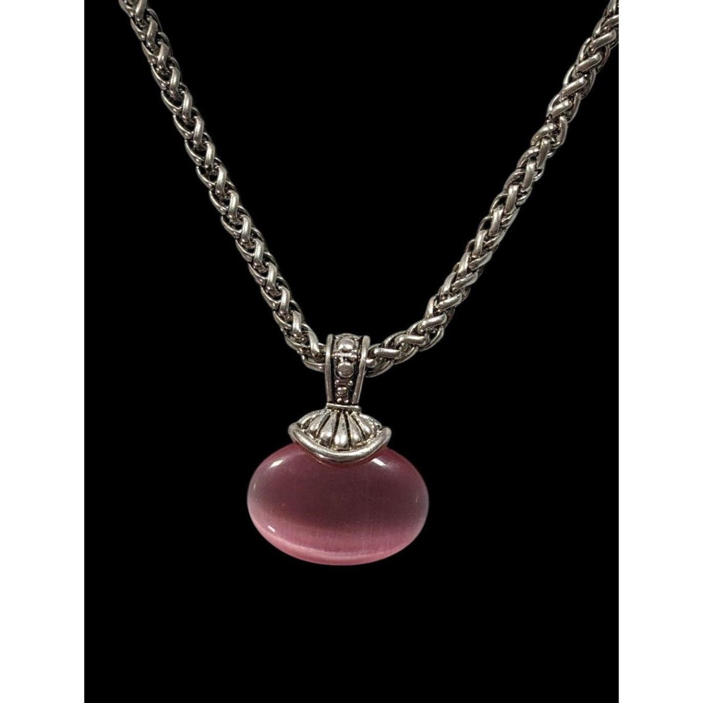 Other Whimsical Fantasy Pink Cat Eye Glass Pendant Necklace Size ONE SIZE - 3 Thumbnail