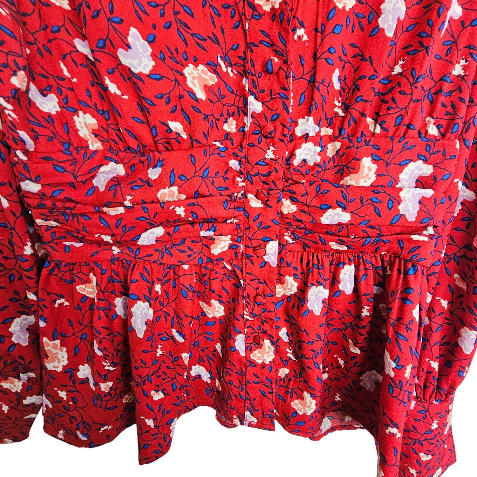 Ted Baker Walter Baker Womens Apple Blossom Floral Clara Ruched Button Size M / US 6-8 / IT 42-44 - 4 Thumbnail