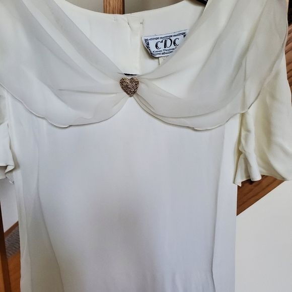 Designer Caren Desiree & Co. Ivory Embellished Event Short Slv Elegan Size M / US 6-8 / IT 42-44 - 3 Thumbnail