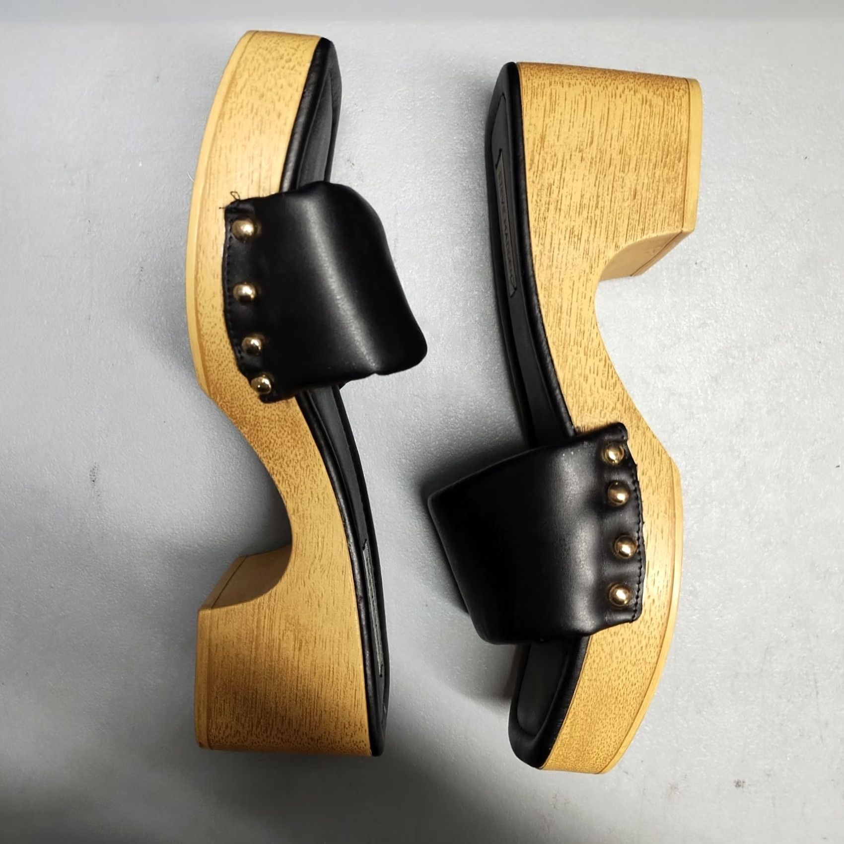 Steve Madden Steve Madden Chana Woody Platform Slide Sandals Womens US 9 Black Brown Open Toe Size Womens Size US 9 / IT 39 - 3 Thumbnail