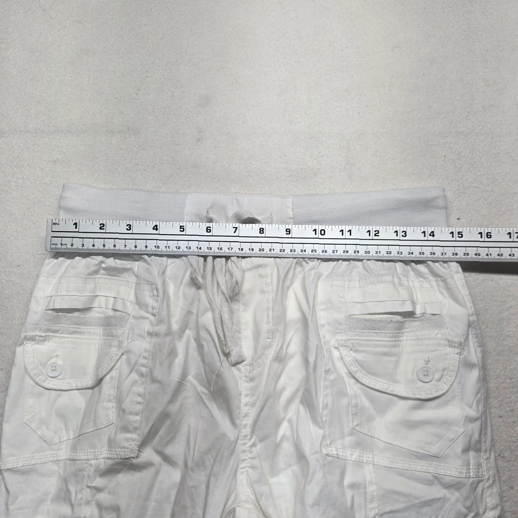 Vintage Audrey Lane Capri Pants White Women's L Large Nylon Pull-On Elastic Waist Capri - Solid, Lightweight, Casual Pants Size 36" / US 14 / IT 50 - 6 Thumbnail