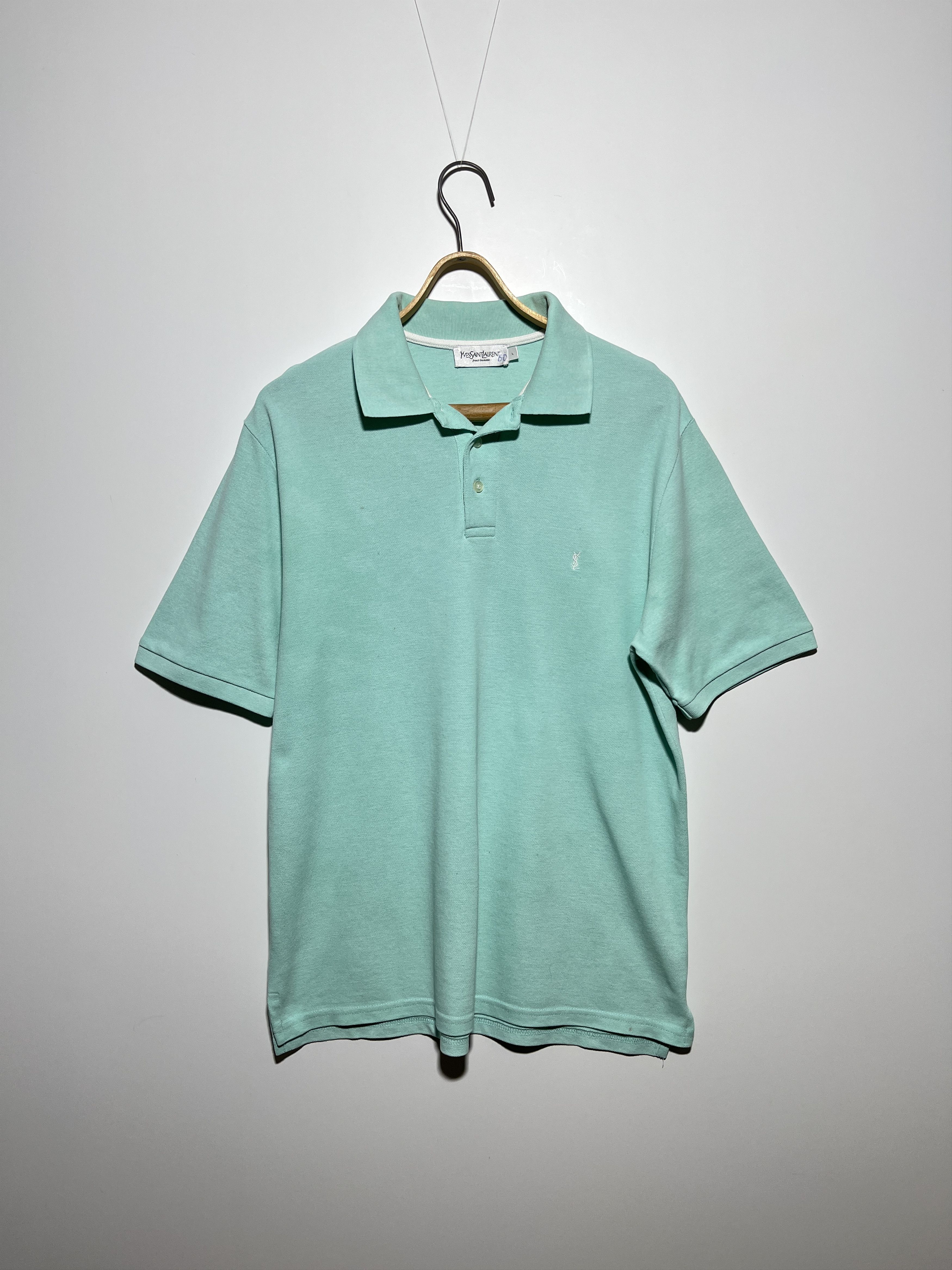 Vintage × Yves Saint Laurent Vintage Yves Saint Laurent Pour Homme Turquoise Polo Shirt Size US L / EU 52-54 / 3 - 1 Thumbnail