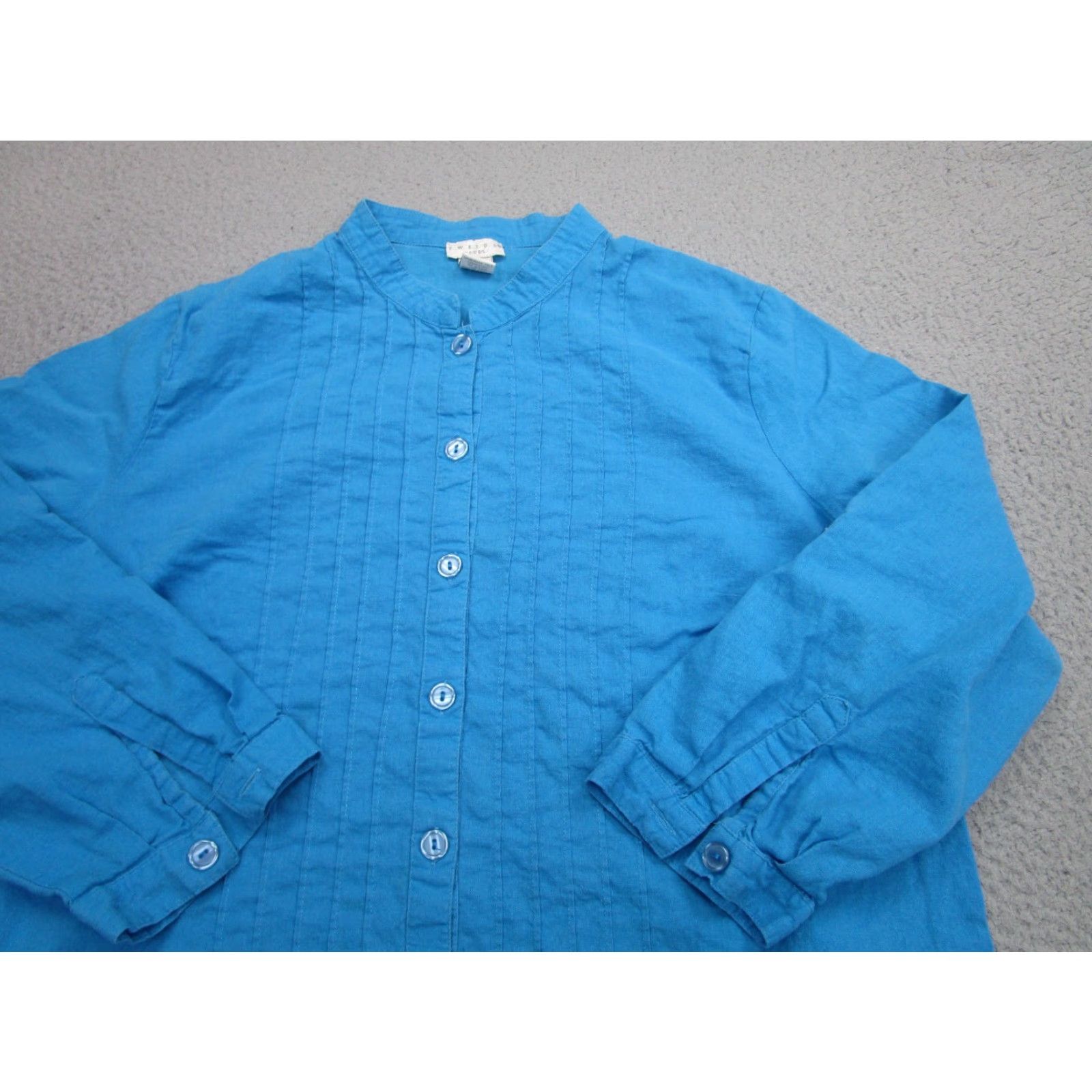 Vintage Tweeds Linen Lagenlook Top Womens 1X Button Blue Cottagecore boho peasant tunic Button-Up X1X Size XL / US 12-14 / IT 48-50 - 2 Thumbnail
