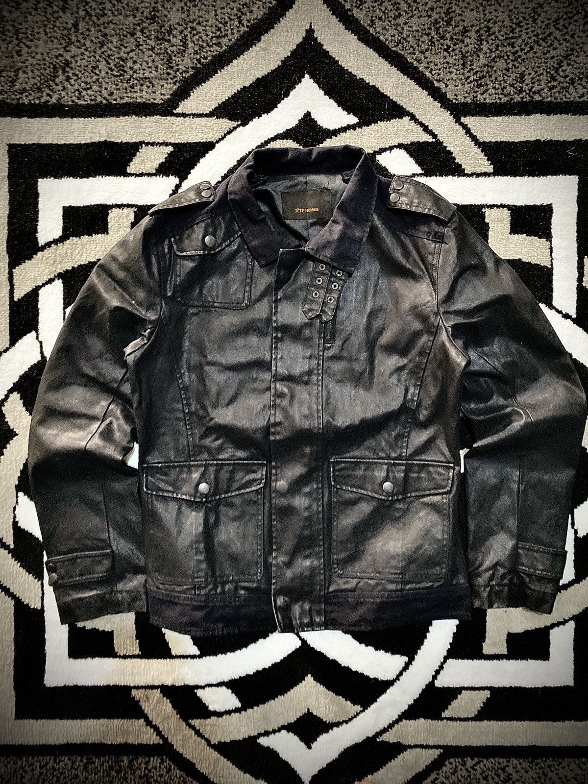 Ekam Ekam Docking Zip Gimmick Long-Sleeve Leather Jacket | Grailed