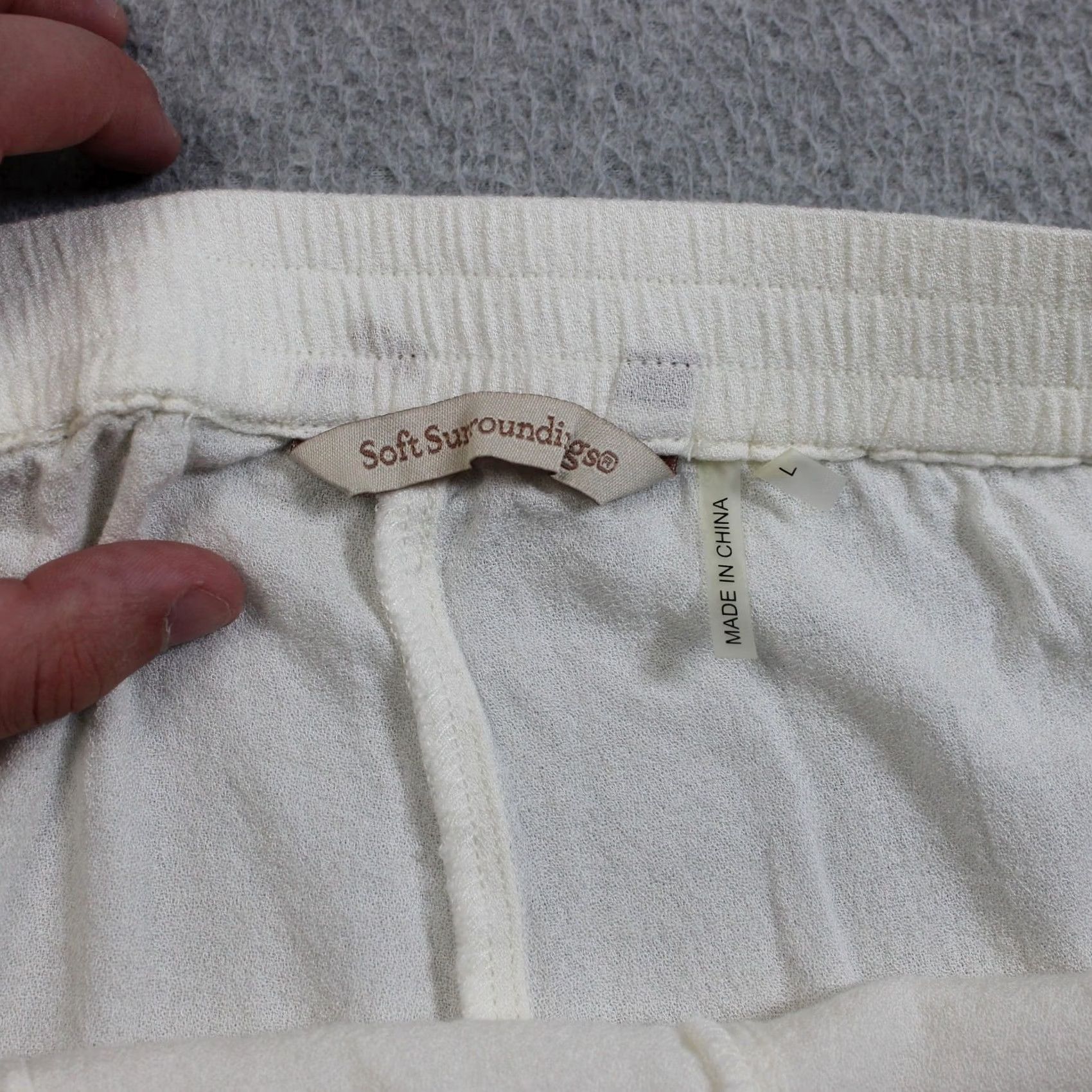 Soft Surroundings Soft Surroundings Pants Women L White Elastic Waist Cropped Knit Relaxed Casual Boho Vintage: No Size 36" / US 14 / IT 50 - 3 Thumbnail