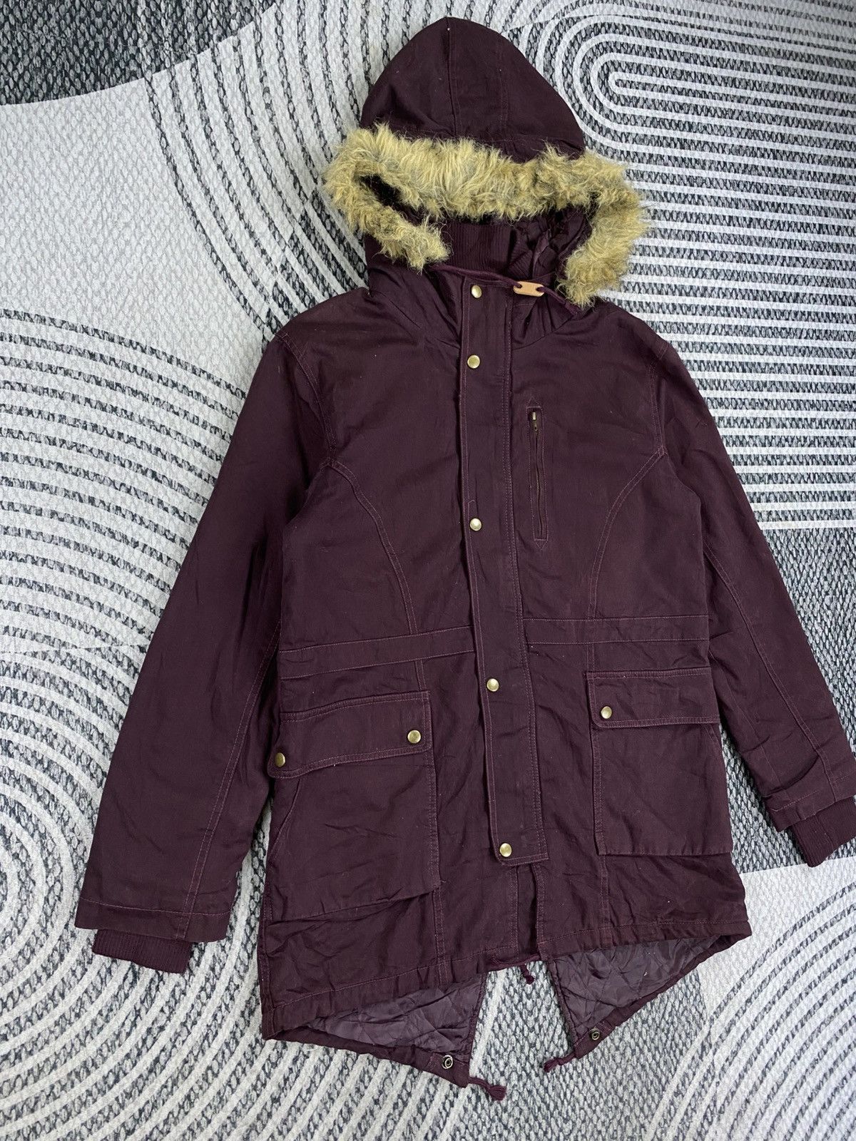 Hysteric Glamour Vtg Near Dark Maroon Fur Hooded Fishtail Parka Size US M / EU 48-50 / 2 - 3 Thumbnail