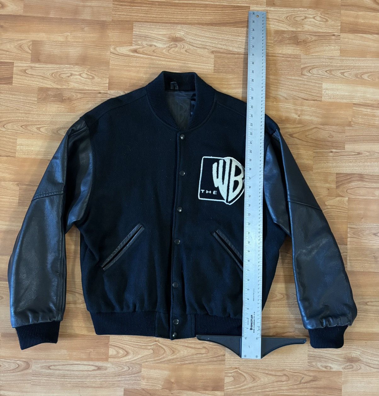 Vintage Vintage y2k WB frog letterman leather jacket Size m Size US M / EU 48-50 / 2 - 3 Thumbnail