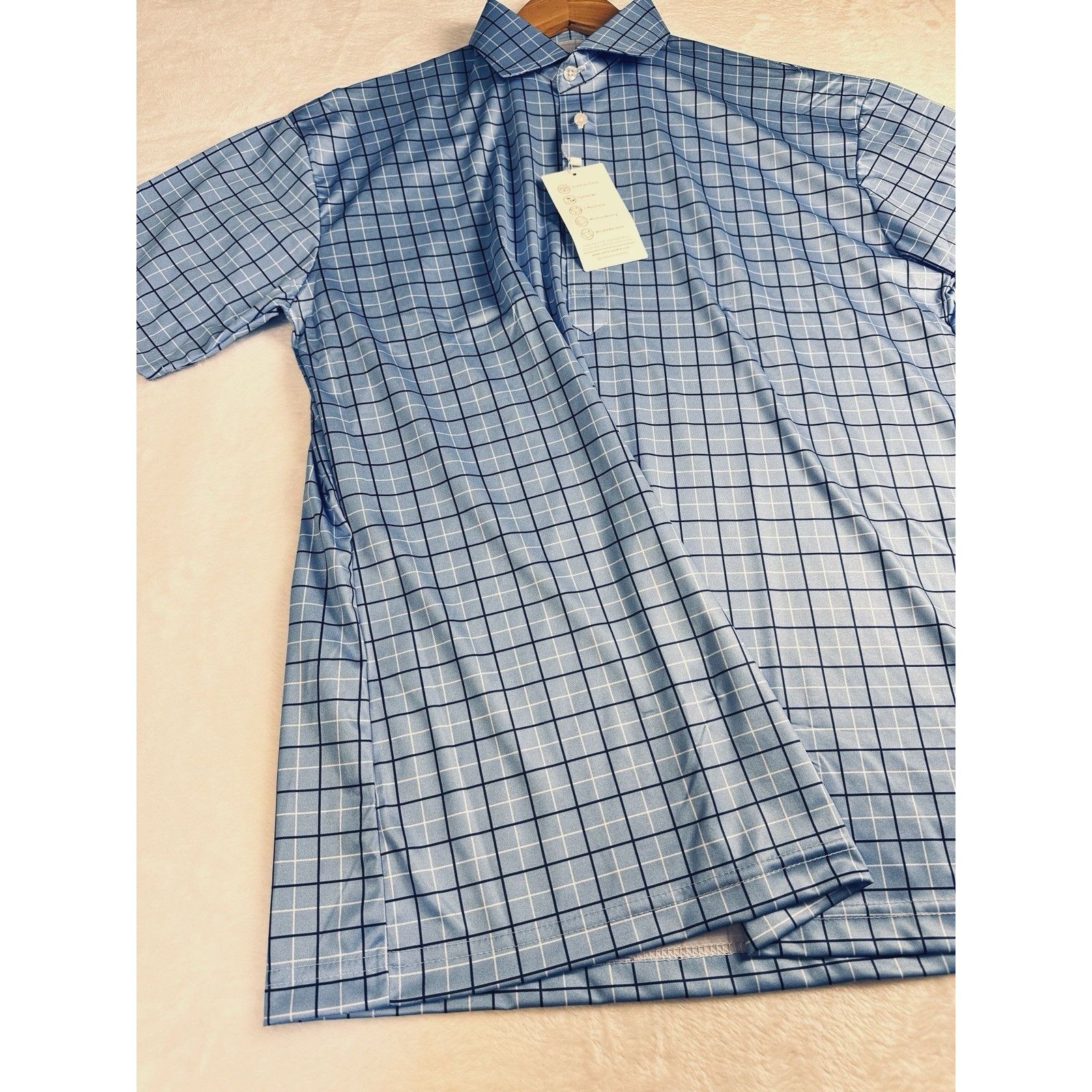 Other Collars & Co. Semi-Spread Collar Polo Shirt Blue Sz L Golf Size US L / EU 52-54 / 3 - 13 Thumbnail