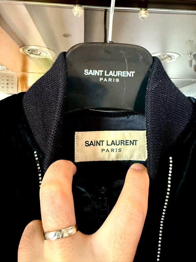 Saint Laurent Paris Saint Laurent Paris Saint Laurent Velvet Bomber Jacket wit Size US M / EU 48-50 / 2 - 2 Thumbnail