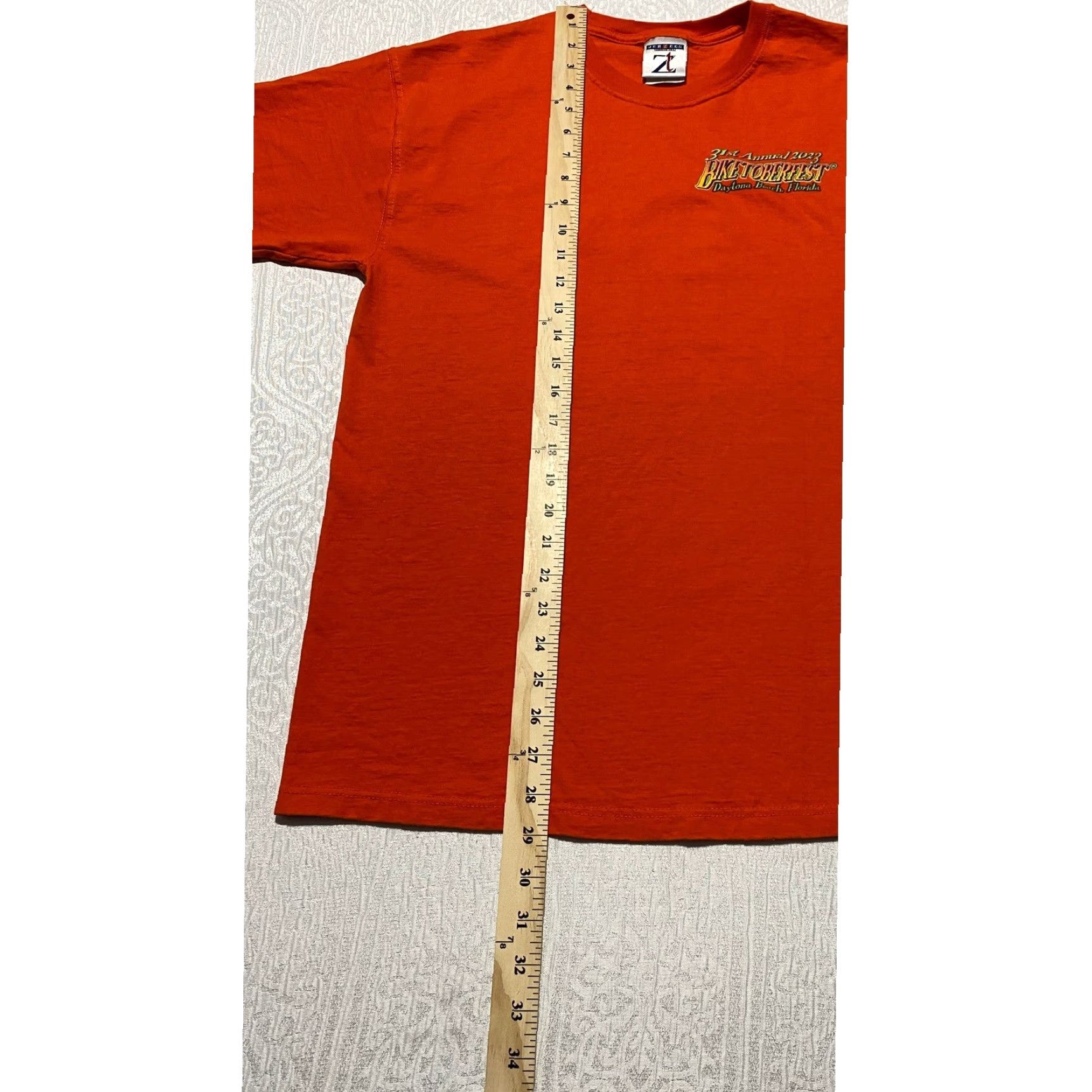 Jerzees VINTAGE Jerzees Biketoberfest 2023 Daytona Beach Florida Orange Biker T-Shirt Mens M Size US M / EU 48-50 / 2 - 3 Thumbnail