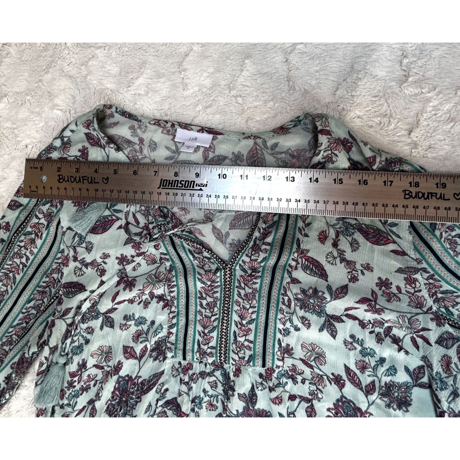 J. Jill J.Jill Blouse 3/4 Sleeve Floral Print Tassel Tunic Top M Multicolor Womens Regular XS-XL Size M / US 6-8 / IT 42-44 - 7 Thumbnail