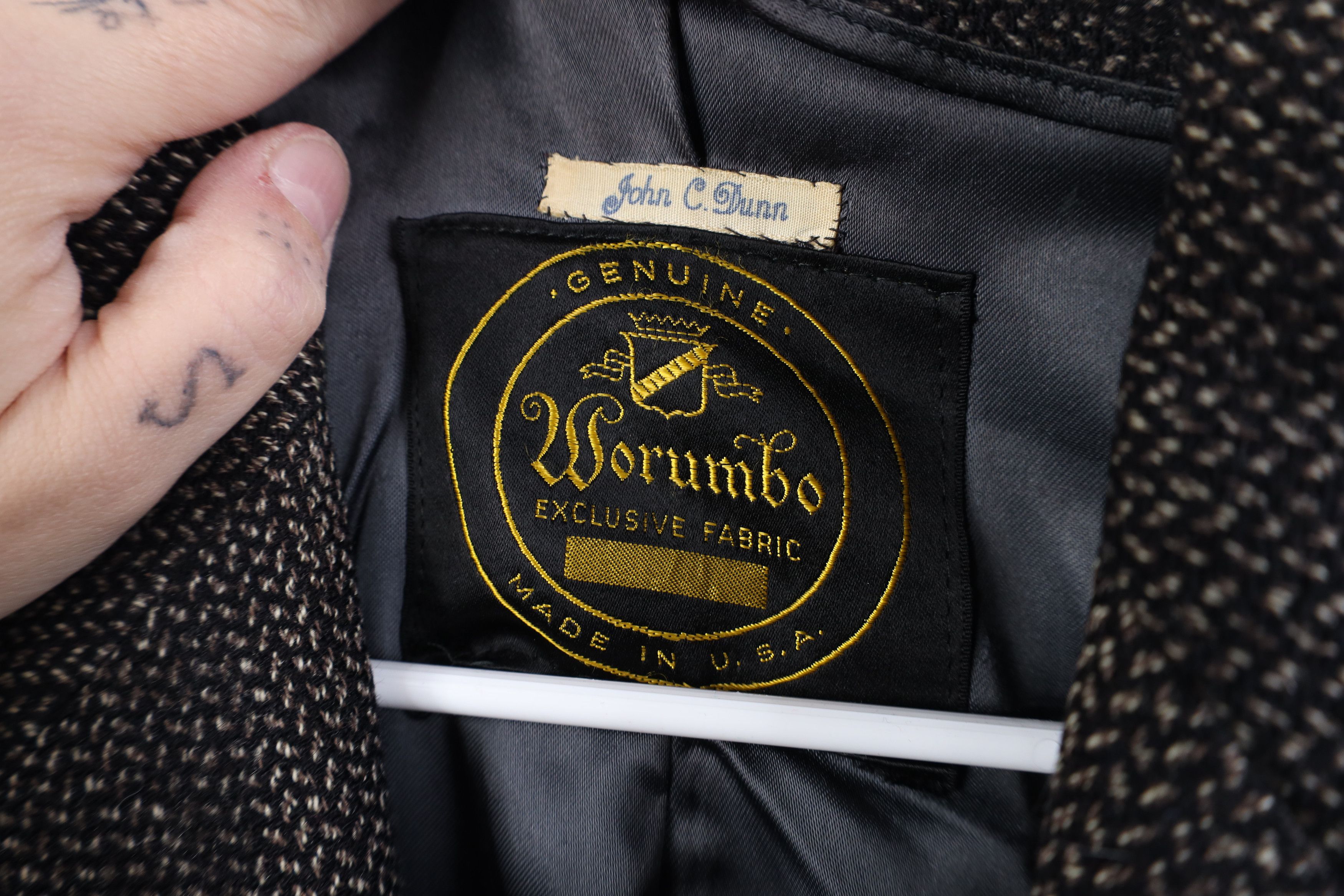 Vintage Vintage 50s Rockabilly Herringbone Bespoke Overcoat Jacket Size US XXL / EU 58 / 5 - 10 Thumbnail