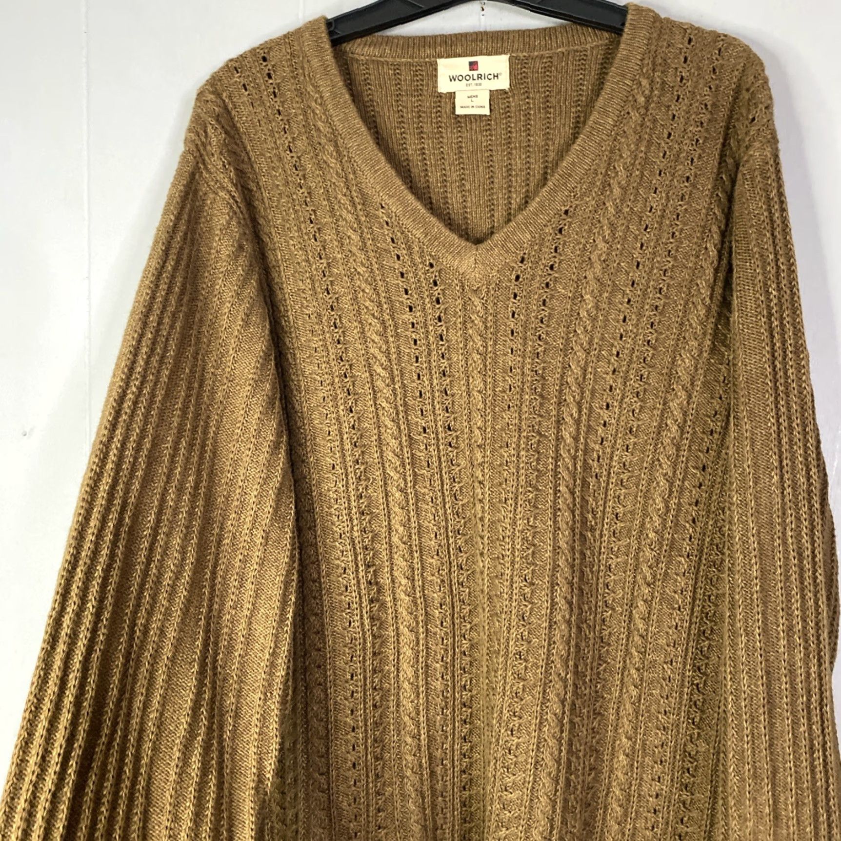 Vintage VINTAGE Woolrich Nutmeg Mens Fisherman Cable-Knit Chunky Sweater L 25x29 Knit Pullover Crew Neck Long Sleeve Brown 90s Classic Preppy Mens Size US L / EU 52-54 / 3 - 3 Thumbnail