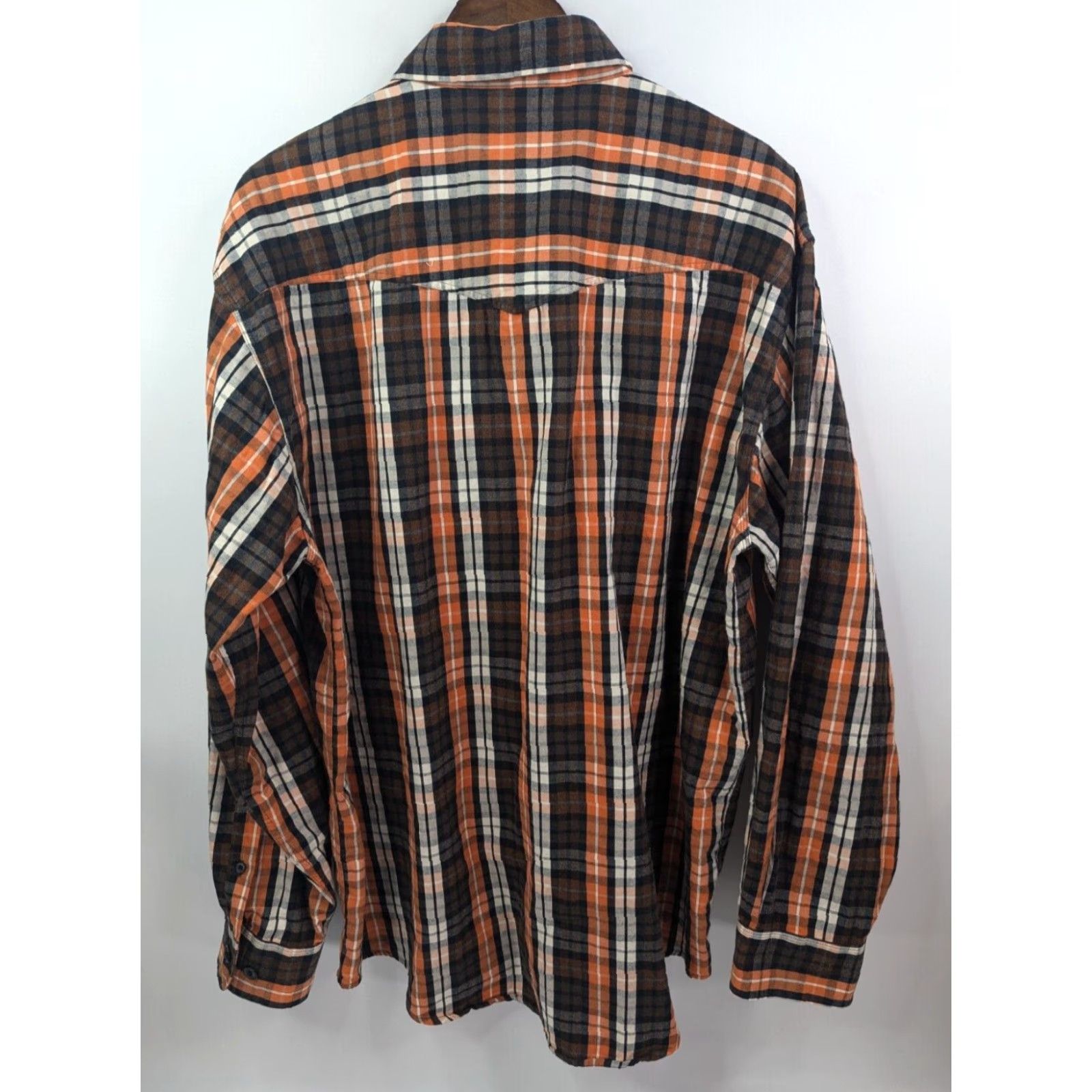 Vintage Reel Legends Button-Up Shirt Men 2XL Flannel Orange Plaid Long Sleeve Button-Down Casual Workwear Size US XXL / EU 58 / 5 - 4 Thumbnail