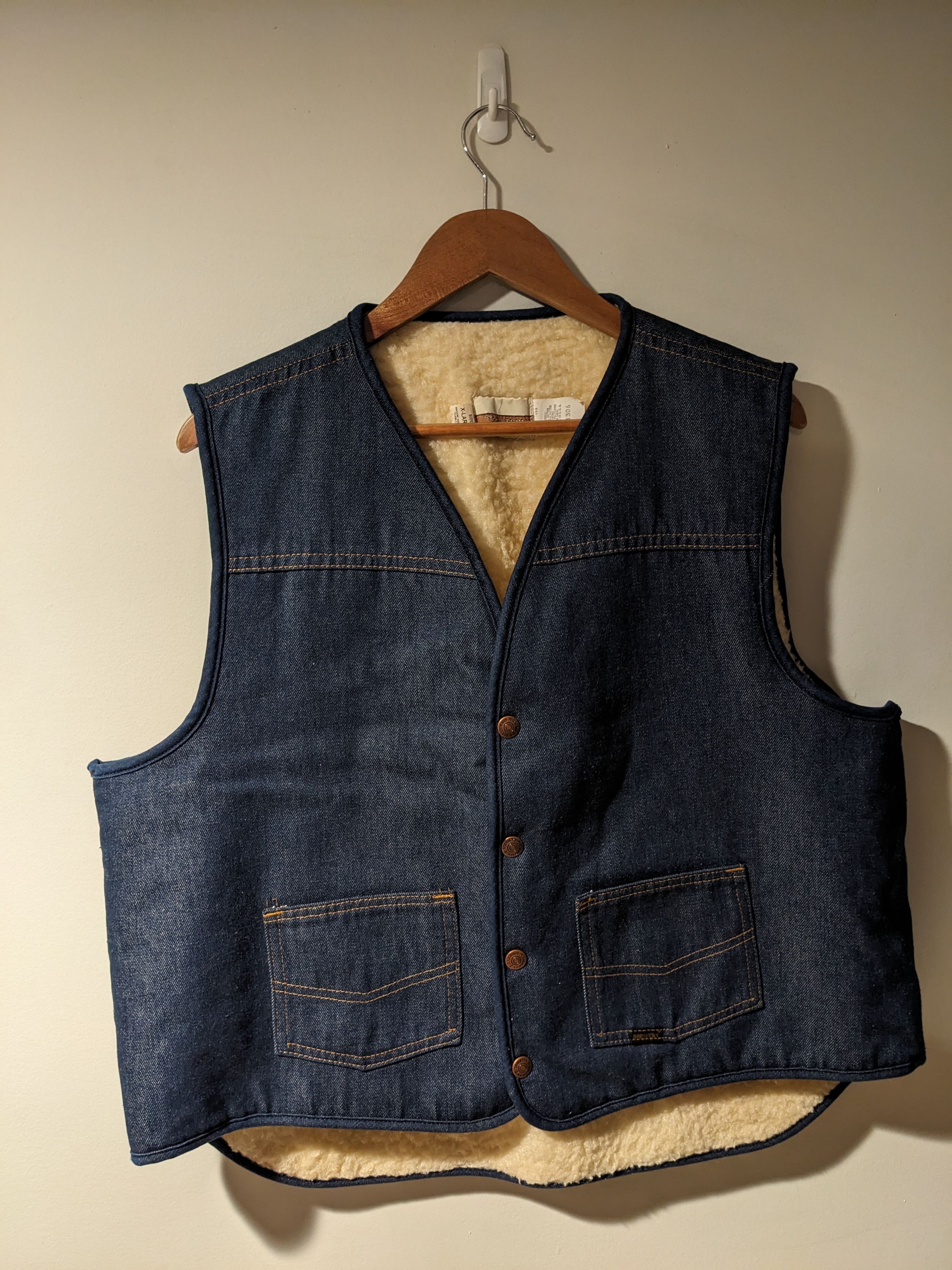 Sears × Vintage Vintage 90s Sears Western Wear Sherpa Lined Denim Vest Size US XL / EU 56 / 4 - 1 Thumbnail