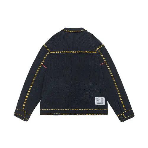 VIBE Contrast Stitch Knitted Sweater Jacket - Patch Pockets Size US M / EU 48-50 / 2 - 3 Thumbnail