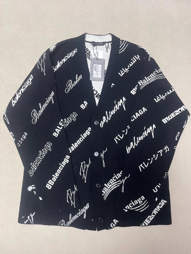 Balenciaga Balenciaga Wool stretch logo long-sleeve knit cardigan shir Size US M / EU 48-50 / 2 - 1 Thumbnail