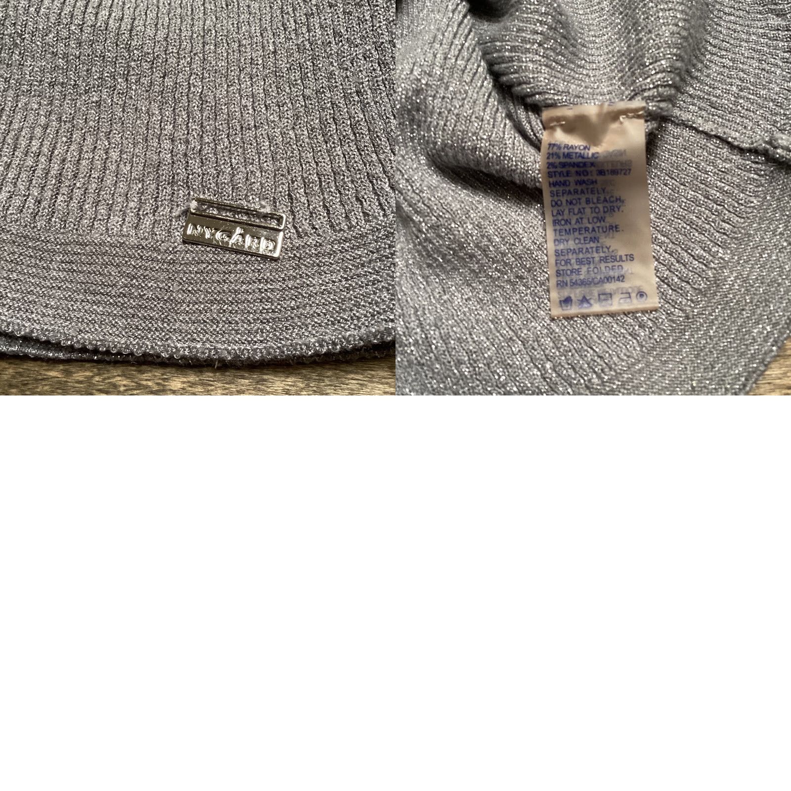 Vintage Nygard Sweater Women L Silver Metallic Knit Ribbed Fitted Long Sleeve Full Zip Size L / US 10 / IT 46 - 8 Thumbnail