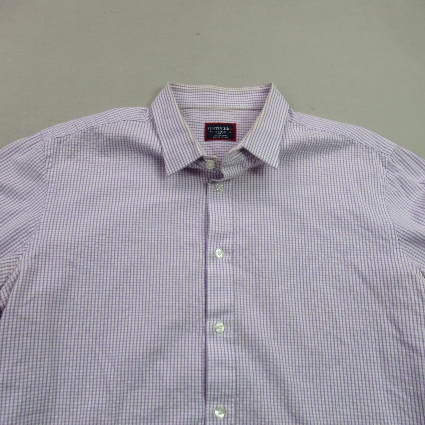 UNTUCKit UNTUCKit Shirt Mens XL Long Sleeve Button Front Casual Purple Checks Slim Fit Size US XL / EU 56 / 4 - 3 Thumbnail