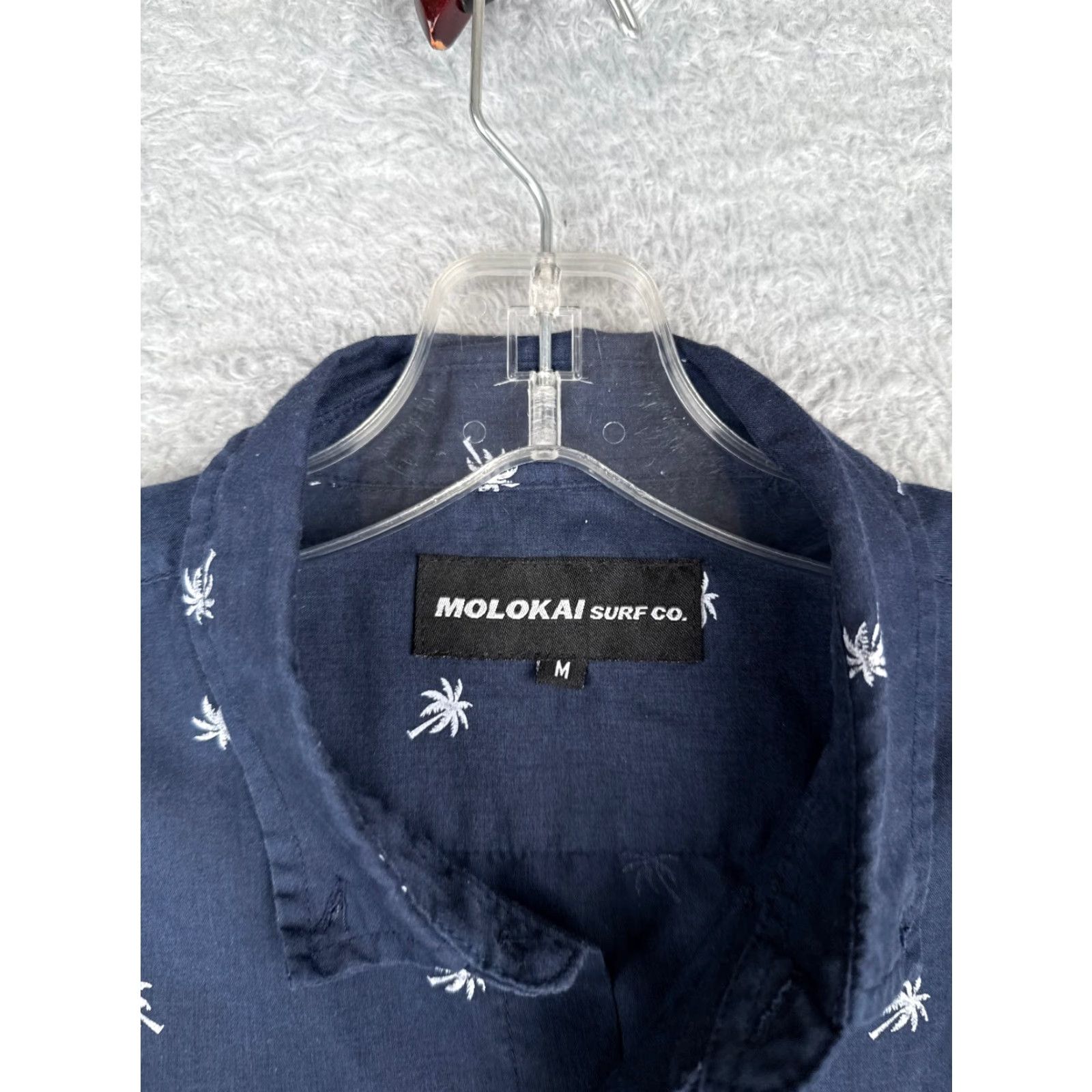 CO Molokai Surf Co Hawaiian Shirt Adult Medium Blue Palm Tree All Over Print Cotton Blend Button-Up Short Sleeve Mens Size US M / EU 48-50 / 2 - 7 Thumbnail