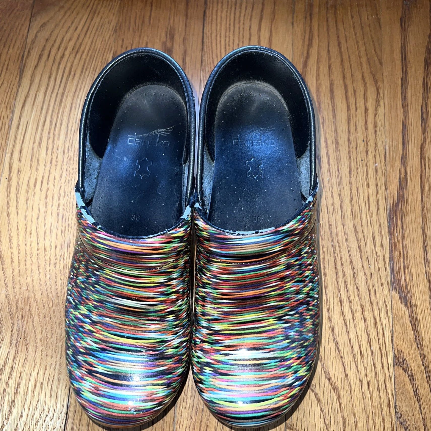 Dansko DANSKO Multicolor Stripe Leather Clogs Women 7.5/8 Slip On Comfort Leather Insole Rubber Outsole Casual Workwear Mens? Size M / US 6-8 / IT 42-44 - 3 Thumbnail