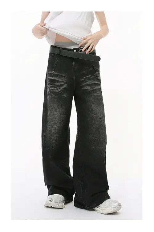 Japanese Brand × Jean American street retro trend washed wide-leg jeans Size US 32 / EU 48 - 4 Thumbnail