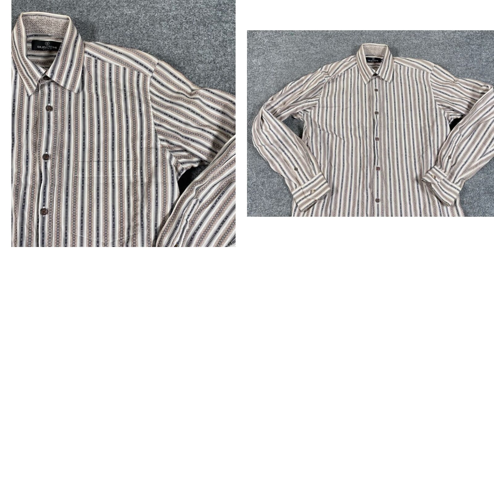 BUGATCHI Bugatchi Uomo Shirt Adult Medium Multicolor Geometric Pattern Button-Up Long Sleeve Cotton Button-Front Collared Men 90s Retro Colorful Size US M / EU 48-50 / 2 - 8 Thumbnail