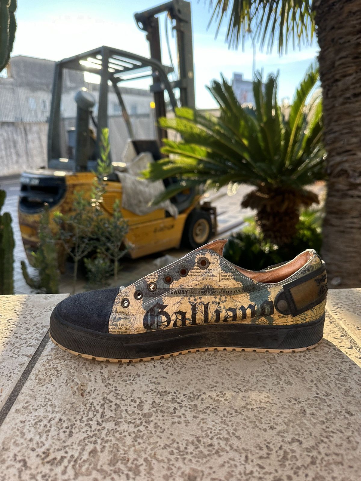 John Galliano Shoes Sneakers Newspaper Print 42 size