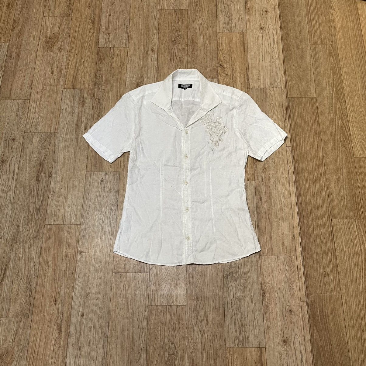 Tornado Mart Tornado Mart Button Up Slim Fit Shirt Rose Embroidery Size US M / EU 48-50 / 2 - 1 Thumbnail