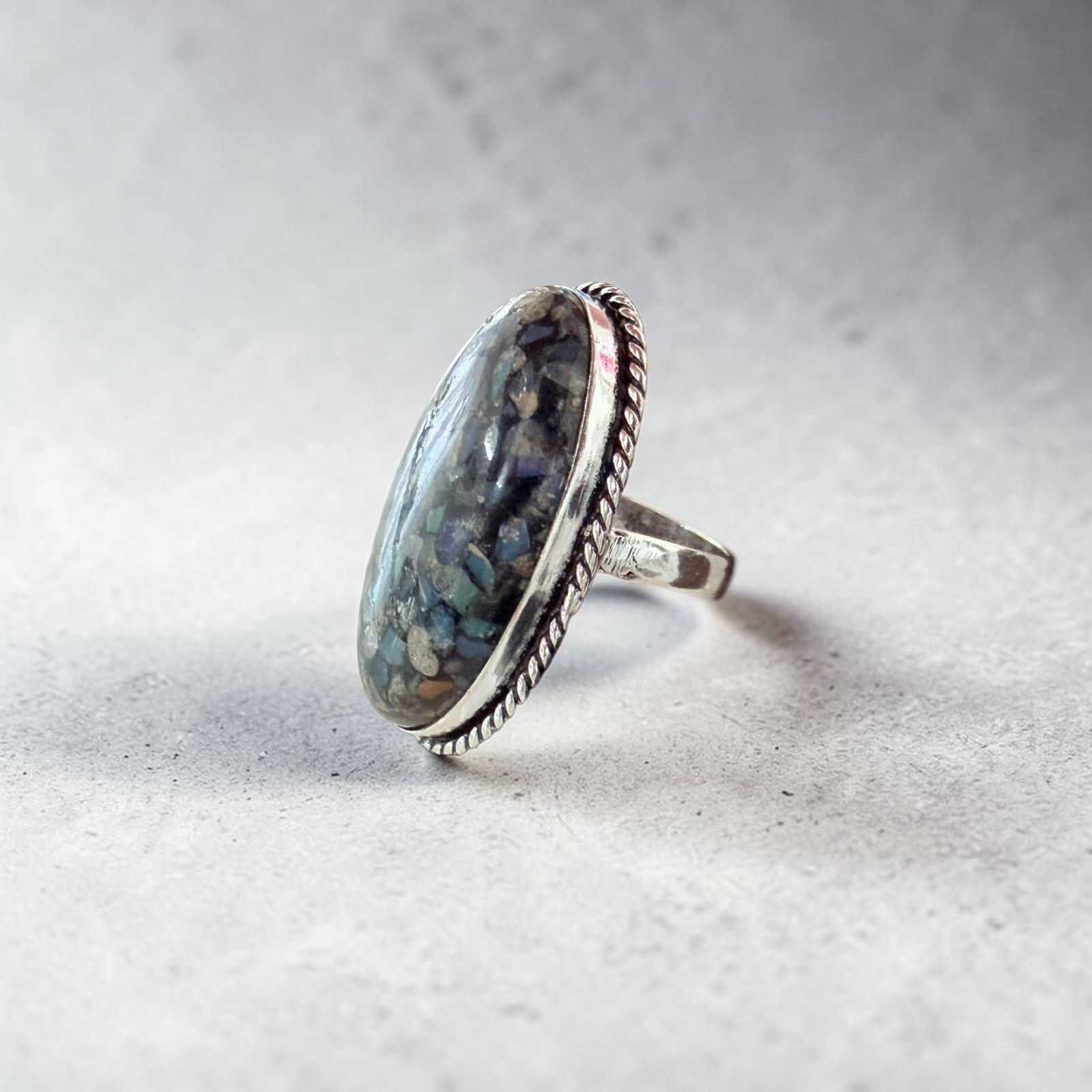 Other Ethiopian Opal Chip Inlay 925 Silver Plated Ring Size ONE SIZE - 4 Thumbnail
