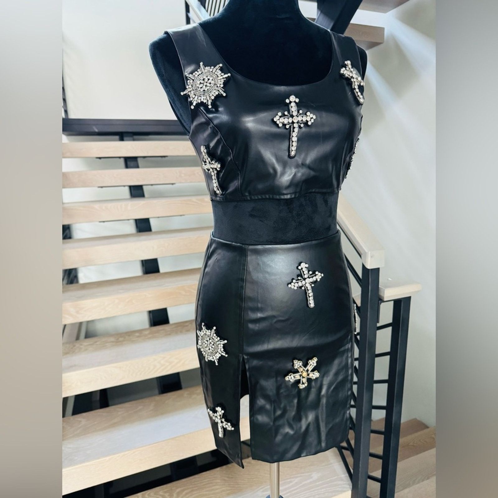 Other New Y2K Black Embellished 2 piece set skirt size XS Size S / US 4 / IT 40 - 6 Thumbnail
