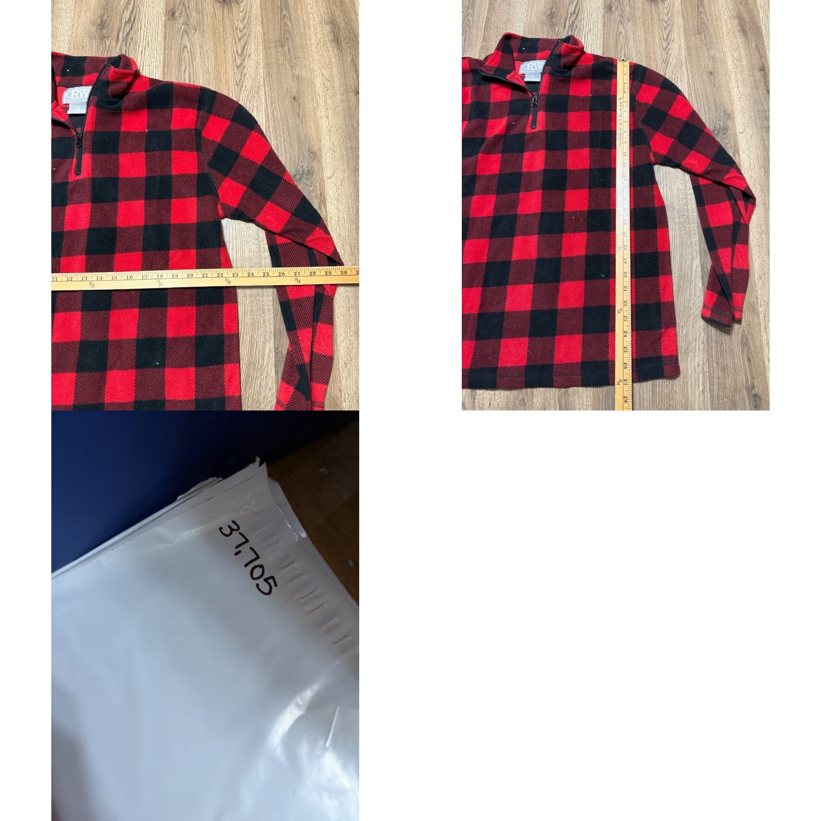 Vintage Rugged Wear Sweater Men XL Black Red Buffalo Plaid 1/4 Zipper Pullover Size US XL / EU 56 / 4 - 8 Thumbnail