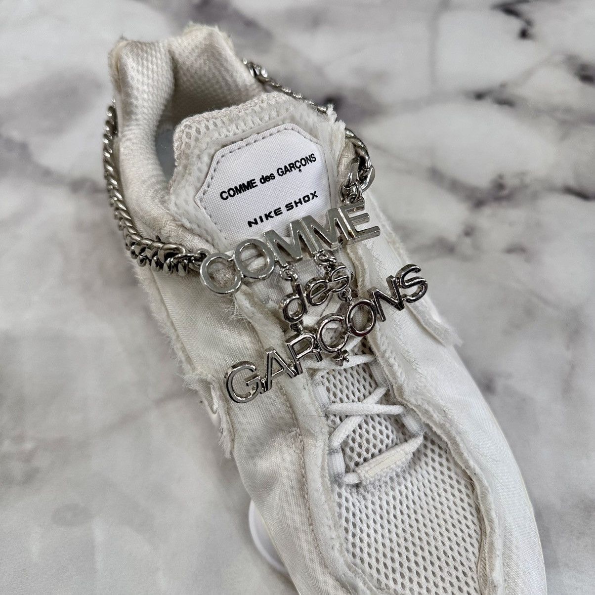 Comme des Garcons × Nike NIKE X CDG SHOX CHAIN SNEAKERS WHITE MENS SIZE 9 EUR 40.5 Size US 9 / EU 42 - 4 Thumbnail