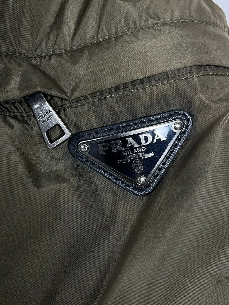 Prada Prada Brown Stitching Metal Triangle Logo Loog Nylon Windbr Size US M / EU 48-50 / 2 - 4 Thumbnail