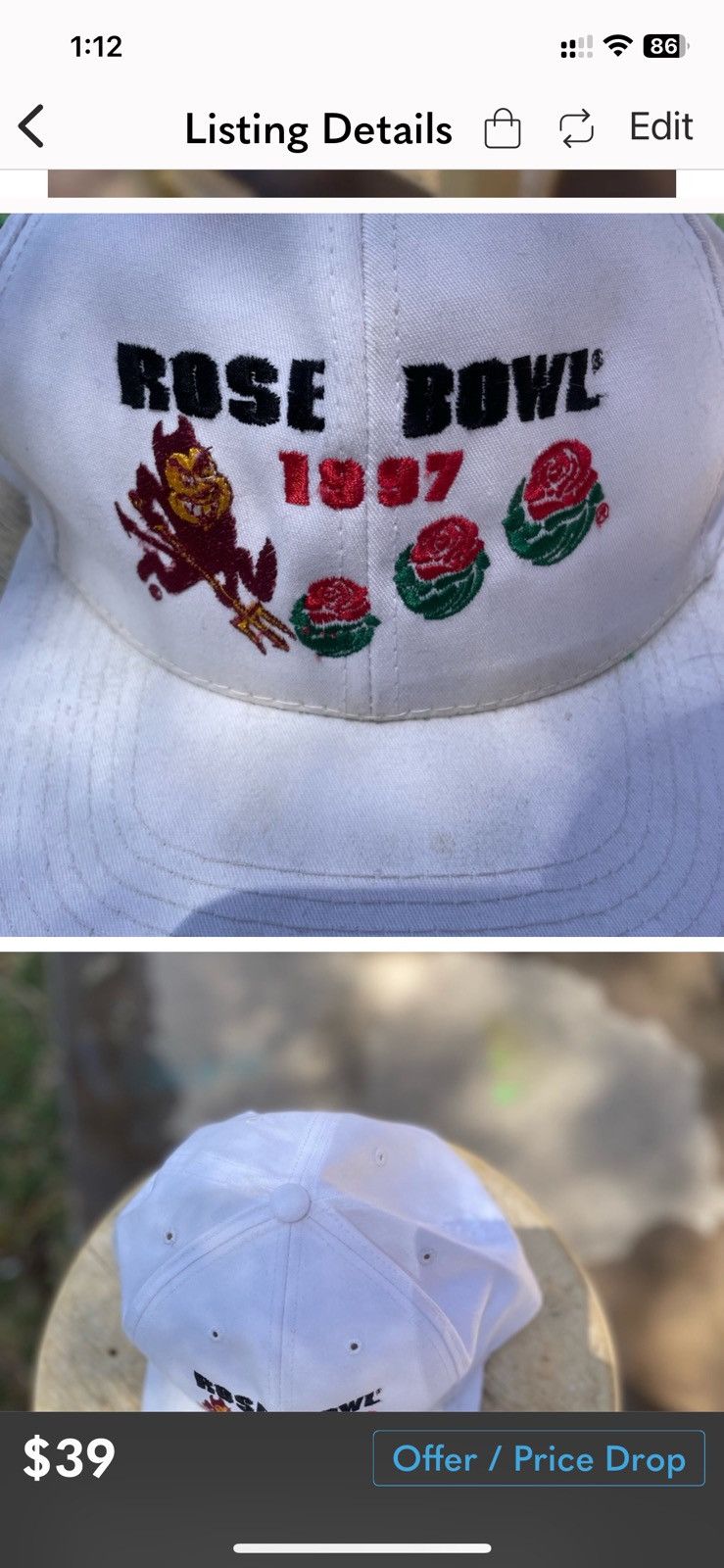 NCAA ASU ROSE BOWL vintage snap back hat Size ONE SIZE - 2 Thumbnail