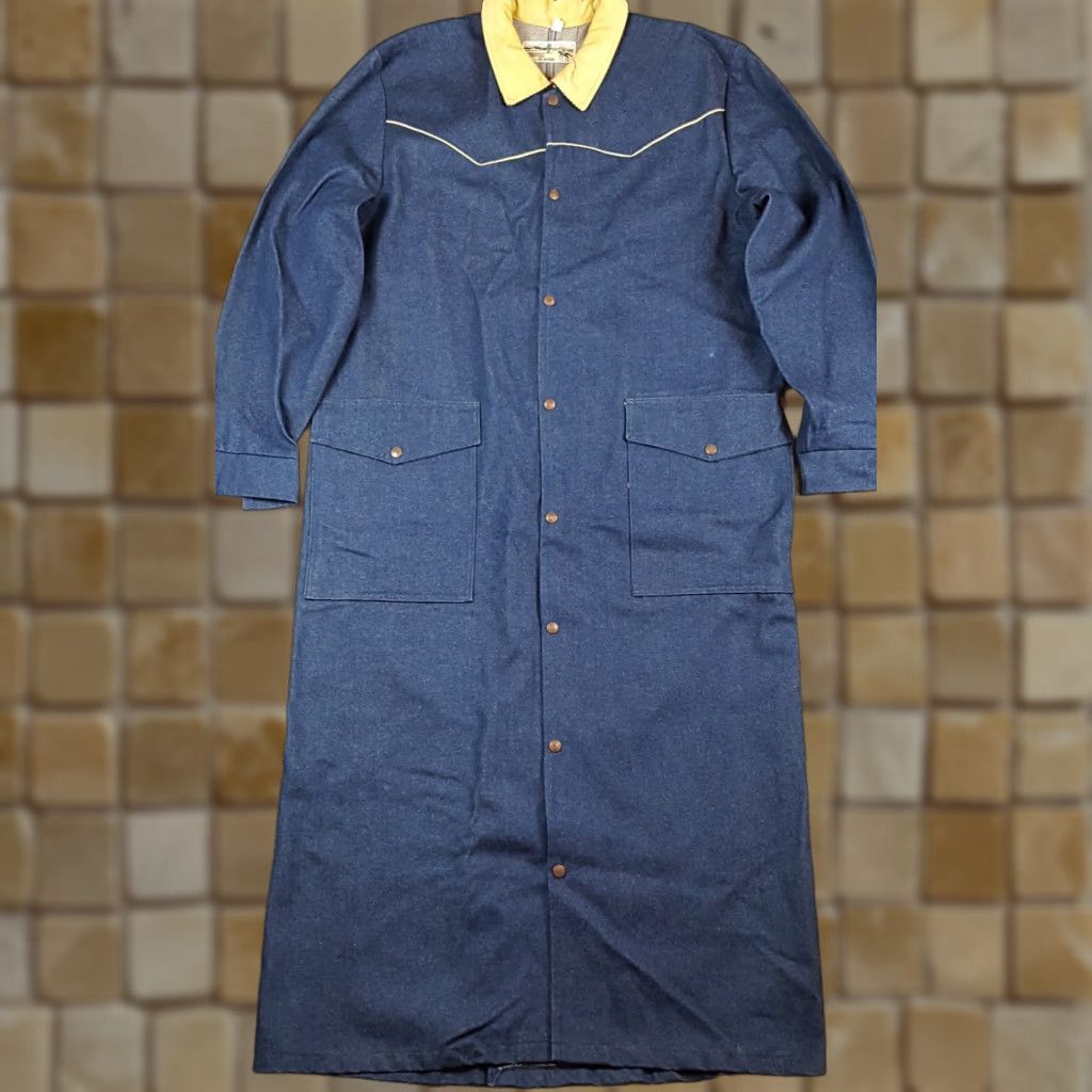 Denime VINTAGE Sattlesmith Western Duster Coat Jacket Men XL Denim Blue 90s Cowboy 80s Chore Long Duster Coat Size US XL / EU 56 / 4 - 1 Thumbnail
