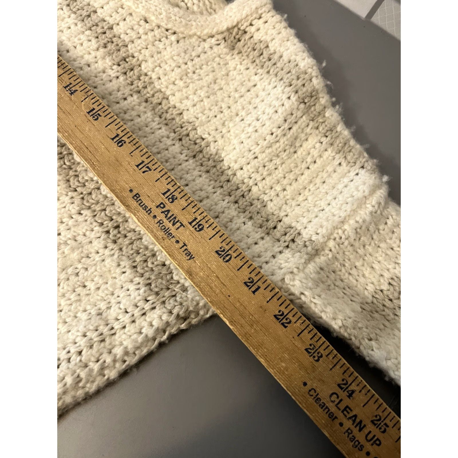 Madewell Madewell Sweater Womens Size XS Long Sleeve Wool Blend Knit Fringe Striped Color Beige Size XS / US 0-2 / IT 36-38 - 5 Thumbnail