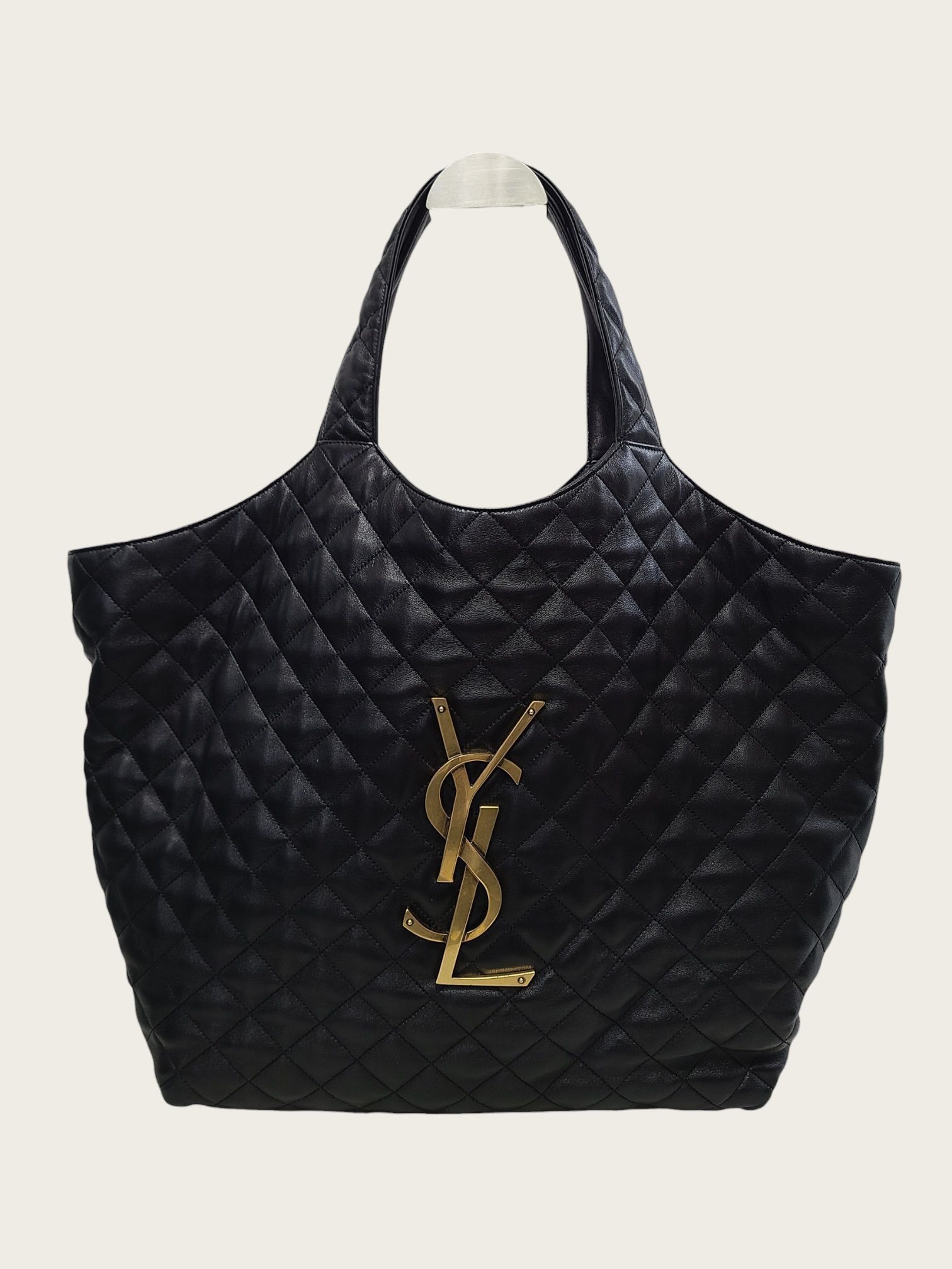 Yves Saint Laurent Black Lambskin Gold-Tone Eye Care Maxi Shopper Bag Size ONE SIZE - 1 Thumbnail
