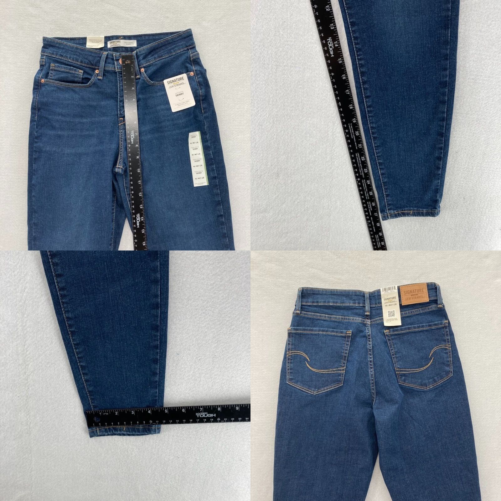 Vintage Signature Levi Strauss Gold Women's 4 Dark Wash Blue Stretch Denim Skinny Jeans Size 27" / US 4 / IT 40 - 8 Thumbnail