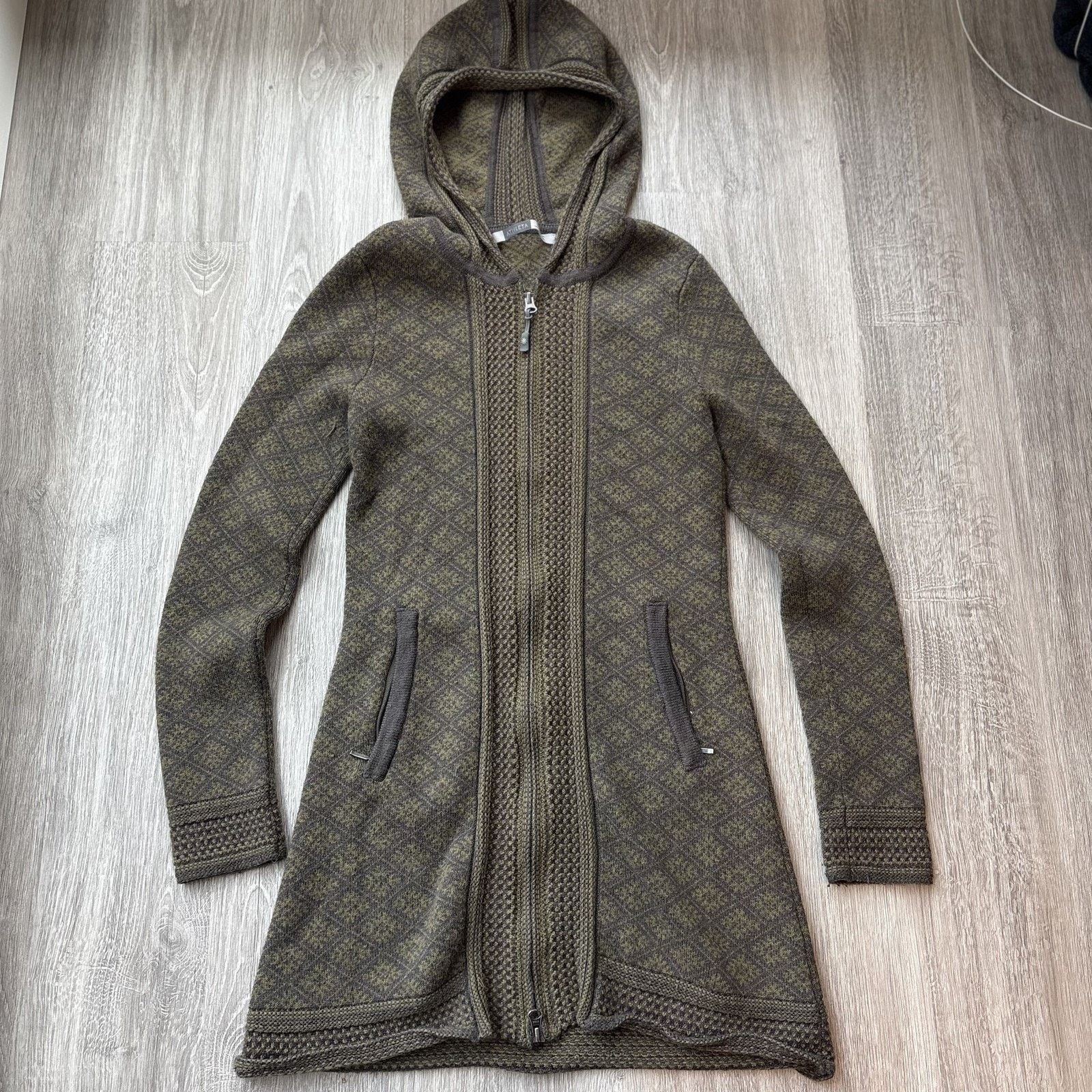 Athleta Athleta Wool Blend Hooded Long Cardigan Sweater Coat S Size S / US 4 / IT 40 - 1 Thumbnail